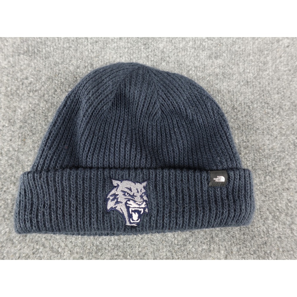 The North Face Mens Beanie Navy Blue Wildcats Embroidered Ribbed Knit Hat OS